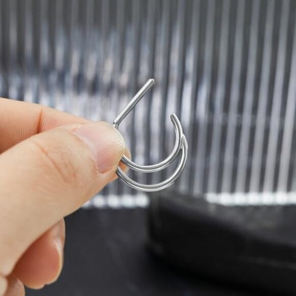 14G Titanium D-Shape Clicker Nipple Rings 14mm Hypoallergenic Body Jewelry - Picture 7 of 8